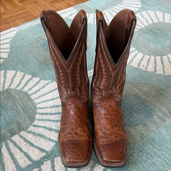 Ariat Brown Ostrich Leather Cowboy Boots